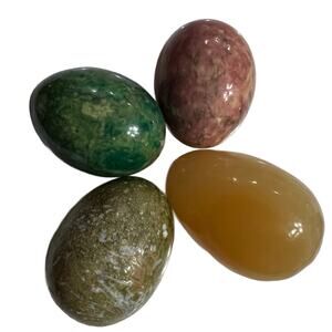 VTG Set of 4 Natural Stone Healing Easter Eggs Assorted Colors
